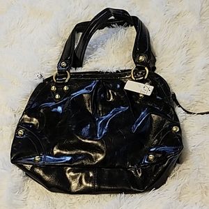 Worthington patent leather black gold rivet purse